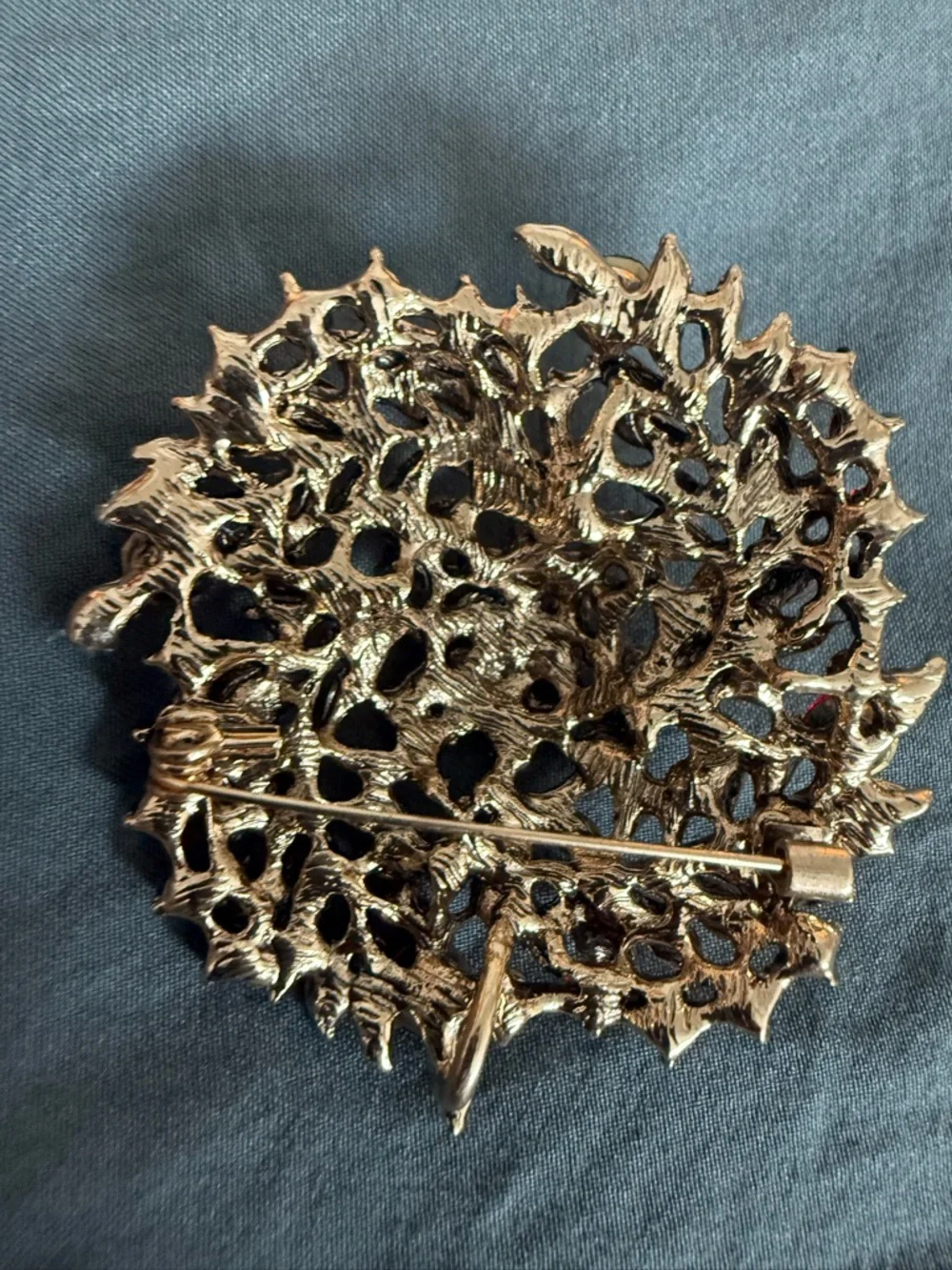 Vintage Red Crystal Floral Brooch